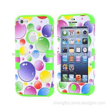 New Colorful Hubble-bubble 3-in-1 TPU + PC Full Cover Case for iPhone 5/5S, OEM/ODM Orders AcceptedNew